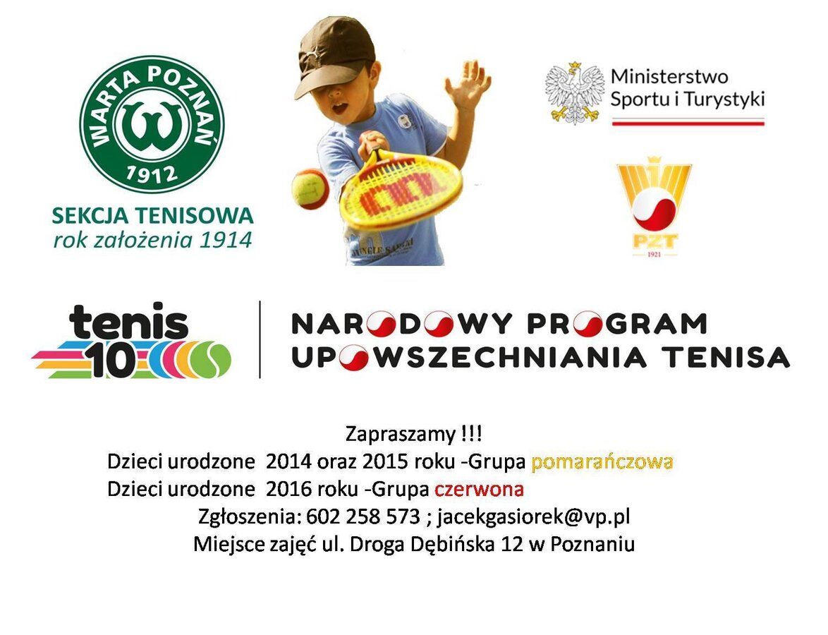 Bezpłatne zajęcia w ramach Narodowego Programu Upowszechniania Tenisa!